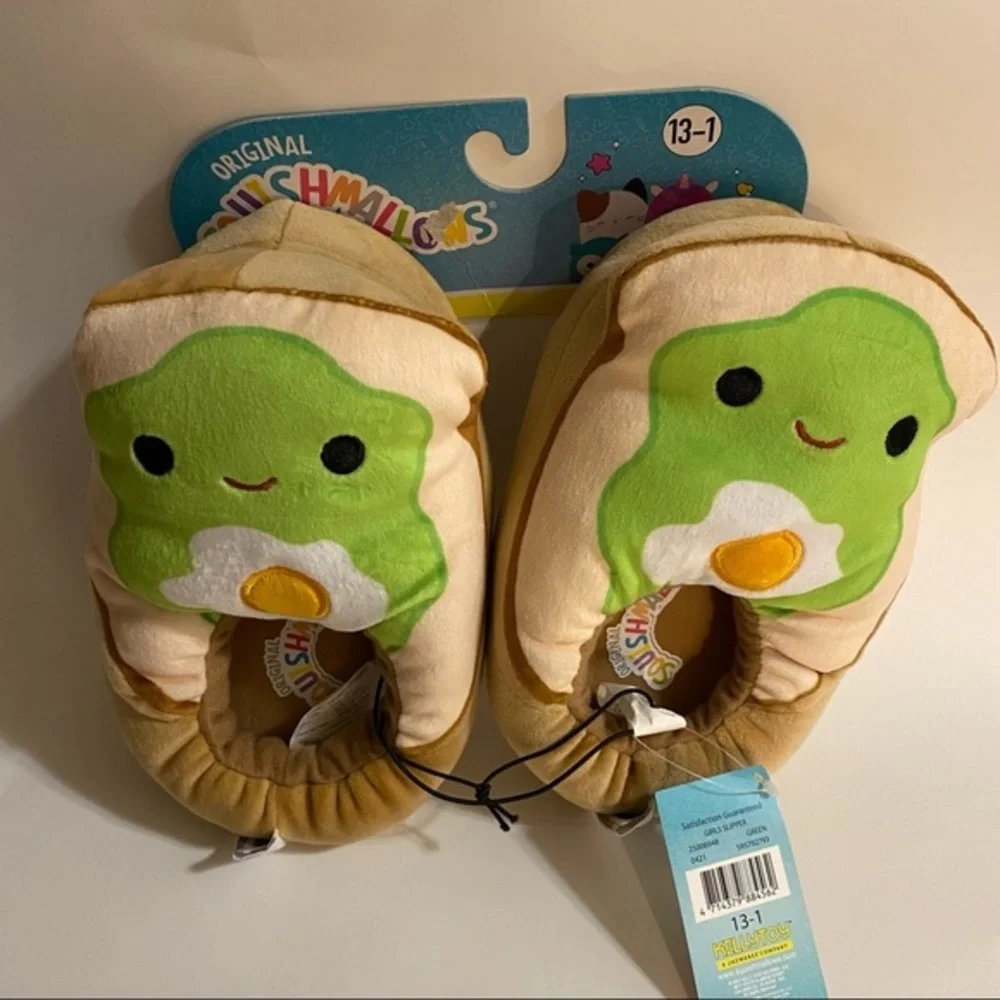 Squish‎ mallows Slippers Girls Size 13-1 Plush Avocado Toast Slip On Shoes